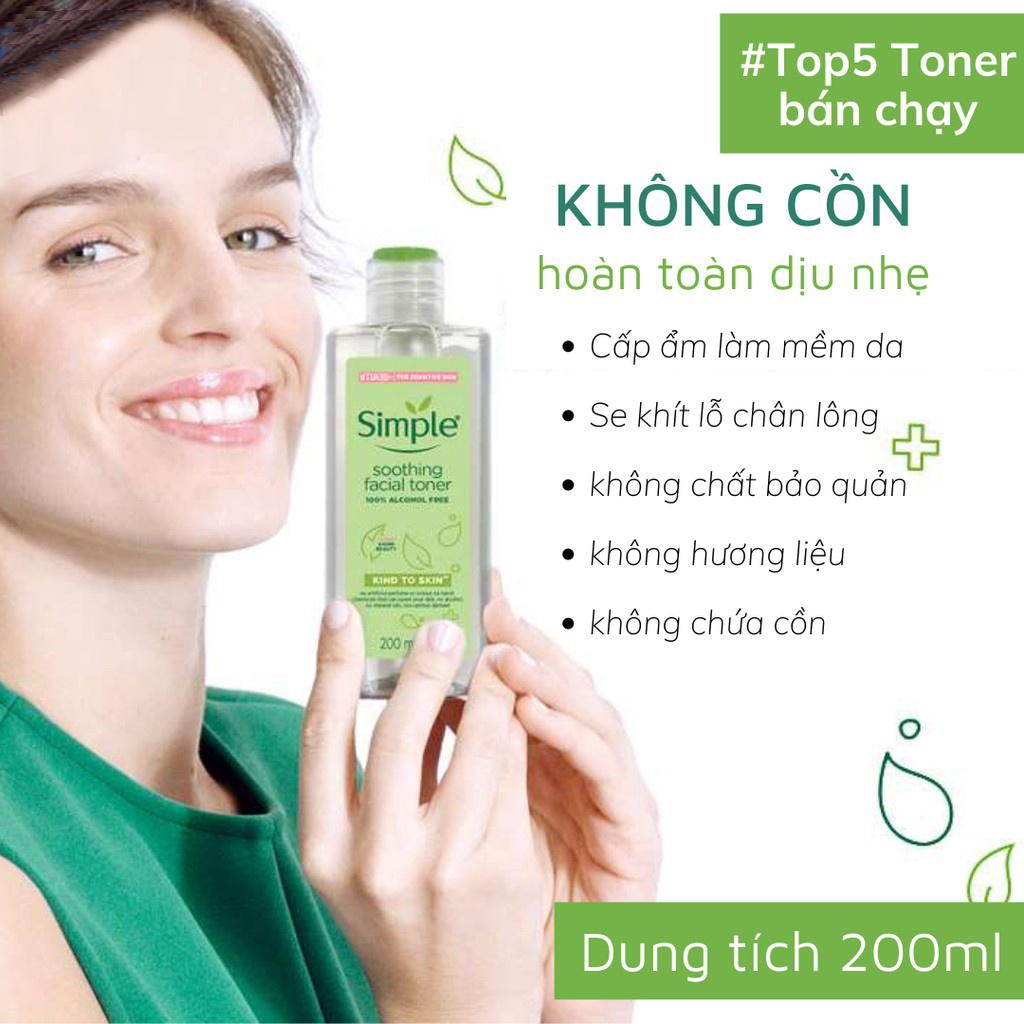 Nước Hoa Hồng Cho Da Nhạy Cảm Simple Kind To Skin Soothing Facial Toner 200ml