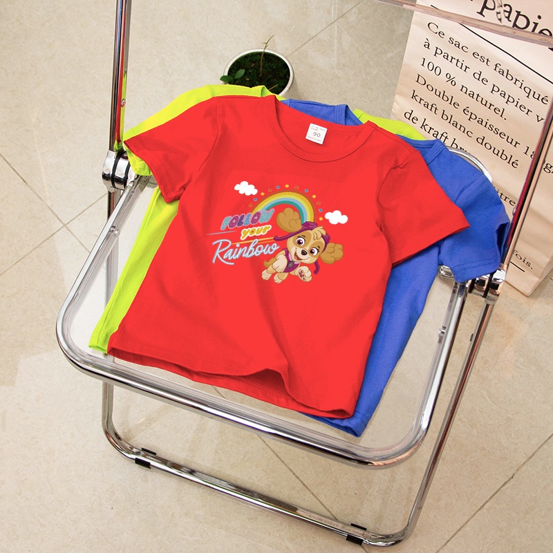 Áo Thun Tay Ngắn Cổ Thuyền Chất Liệu 100% Cotton In Hình Paw Patrol 8 Màu AA015