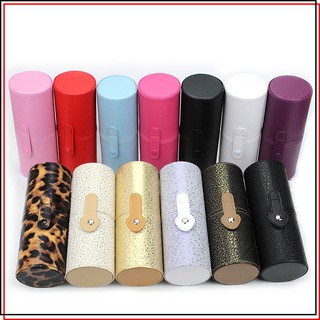 Hộp đựng cọ trang điểm hình trụ tròn bọc da