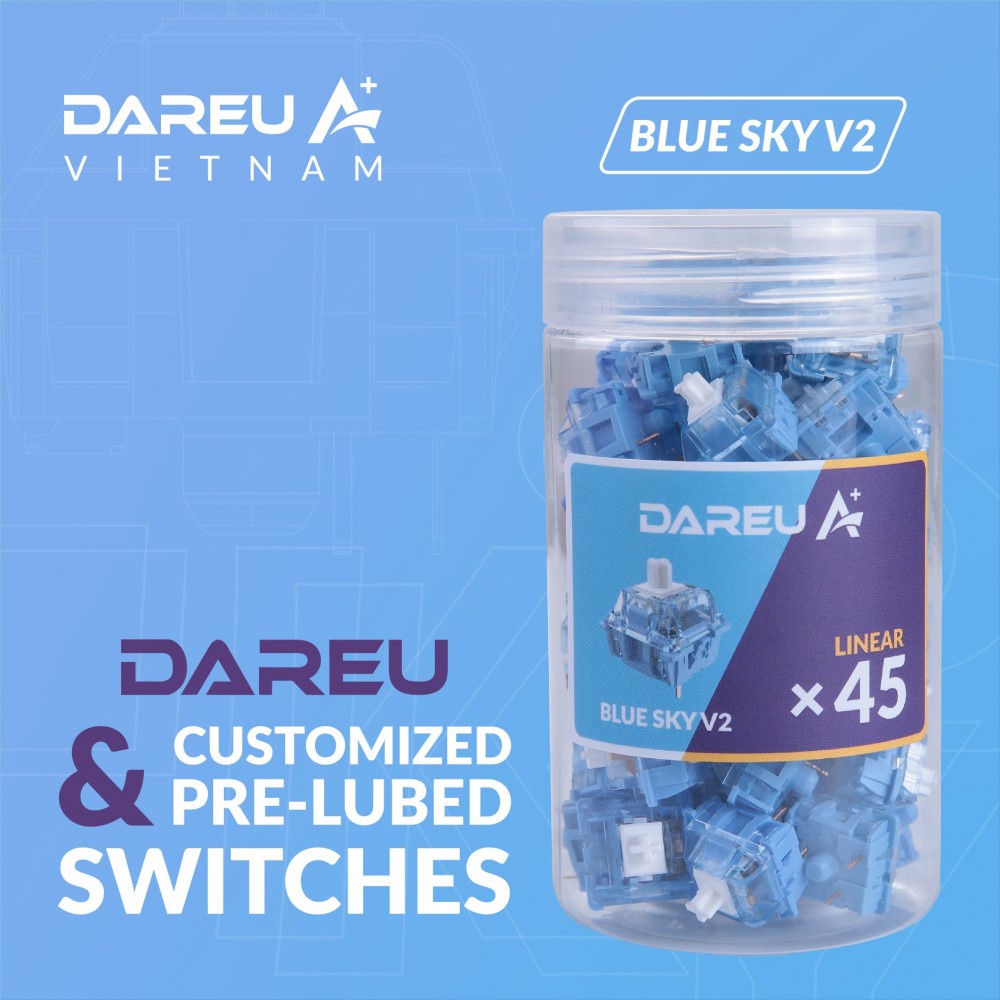 Switch bàn phím Dareu Switch Lẻ Blue Sky / Violet Gold Lube Sẵn Chính Hãng