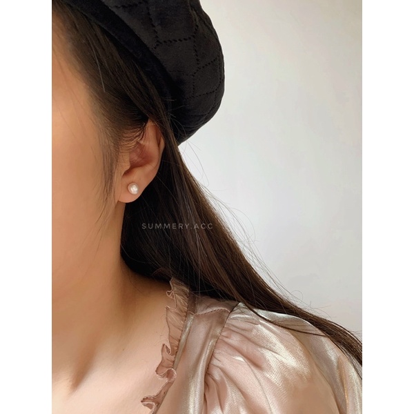 Khuyên tai bạc 925 SUMMERY nụ ngọc trai nhân tạo không đều bông tai S925