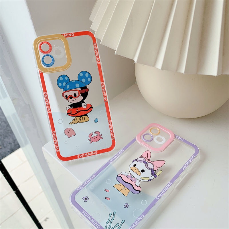 Ốp điện thoại trong suốt in hình vịt Donald hoạt hình chống sốc cho iPhoneX 12/11promax XR 7p