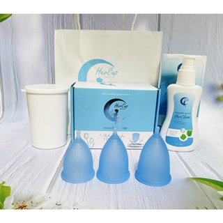 Cốc nguyệt san HerCup kèm cốc tiệt trùng + Gel rửa