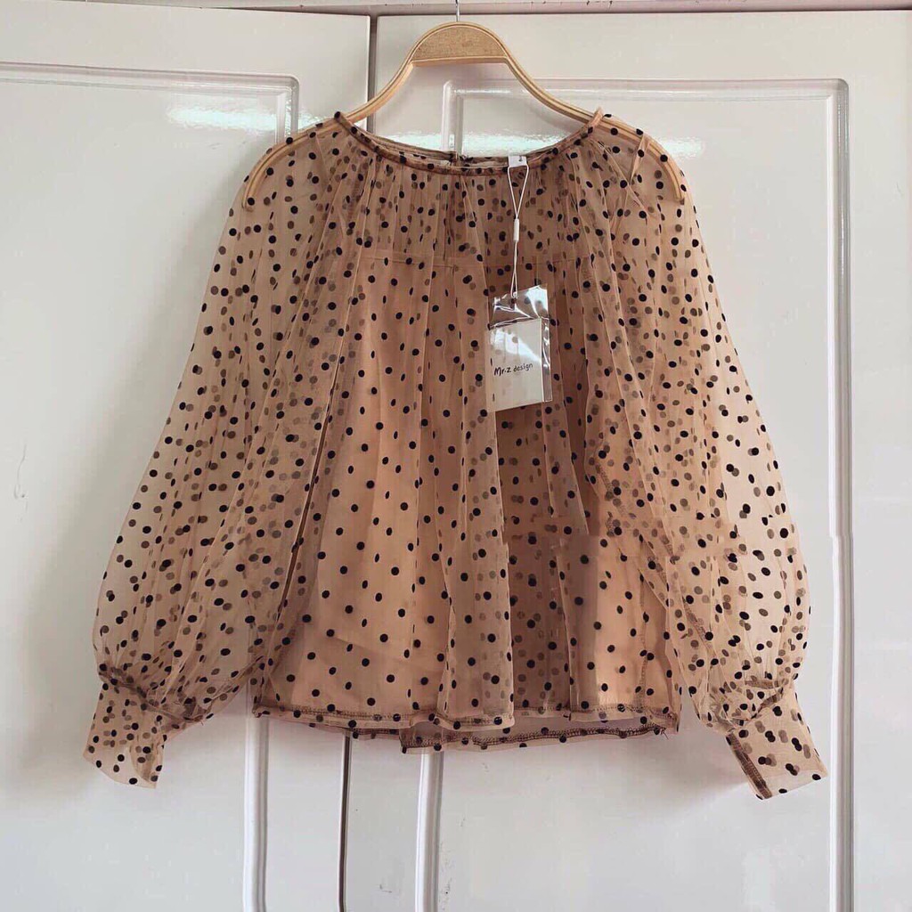 Vải Voan Lưới Chấm Bi May Váy, Áo