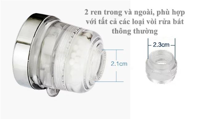 Đầu tăng áp và lọc nước vòi rửa chén