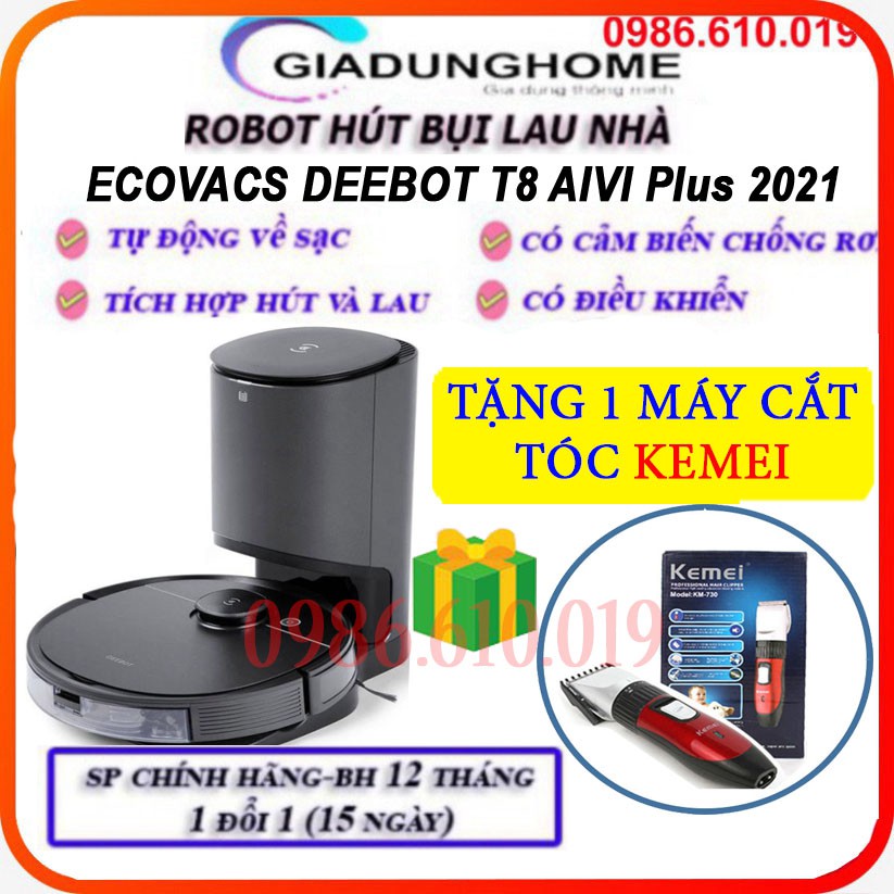 Robot Hút Bụi Lau Nhà ECOVACS DEEBOT T8  AIVI Plus 2021 Hàng New 100% Bảo Hành 12 Tháng