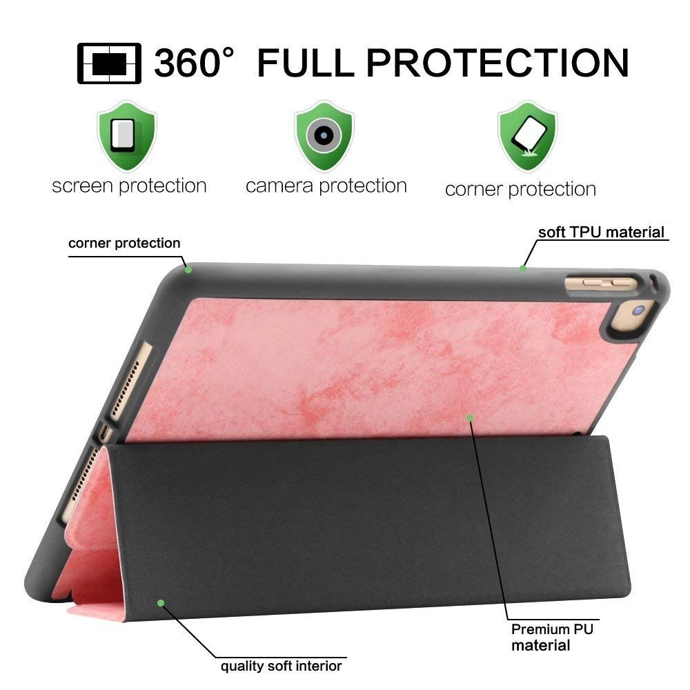 Ốp máy tính bảng silicon da gập làm ba có khe đựng bút cho iPad Pro 12.9 2017 2015 Pro 12.9 2021 M1 2020