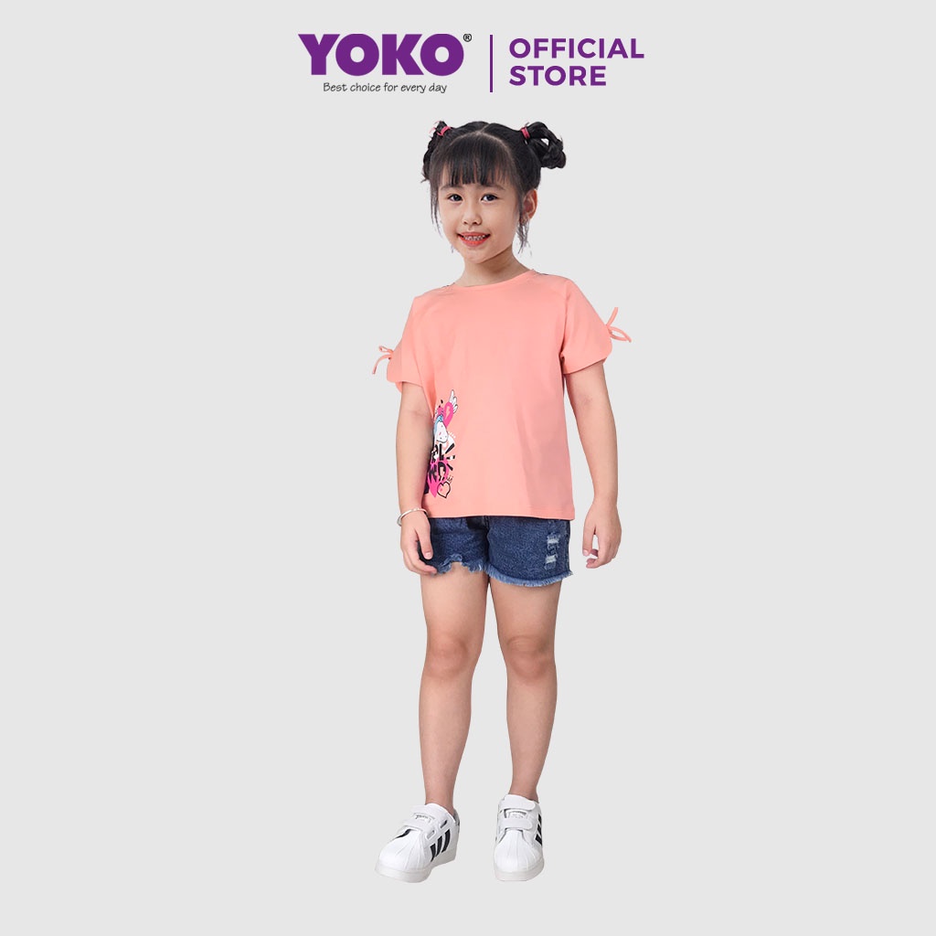 Bộ Quần Áo Thun Bé Gái Tay Ngắn Quần Jean (1-5 Tuổi) YOKO KID’S FASHION 21369G