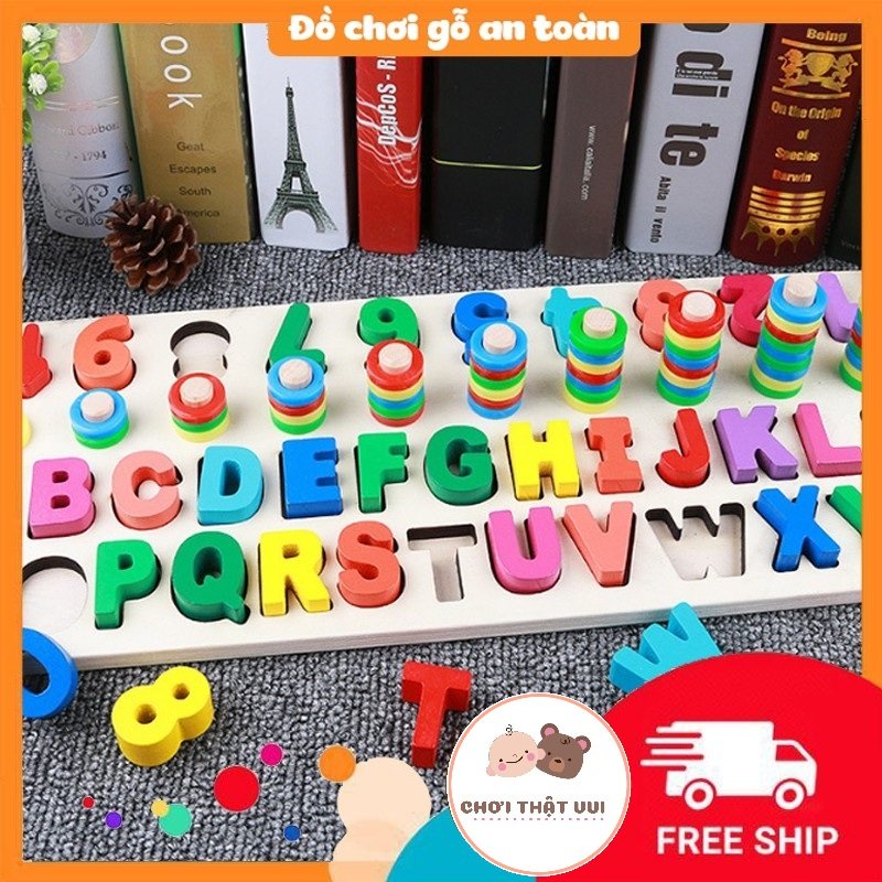 Bảng chữ cái tiếng Anh các loại bằng gỗ cho bé [Bộ ghép chữ/ghép hình/thả hình]