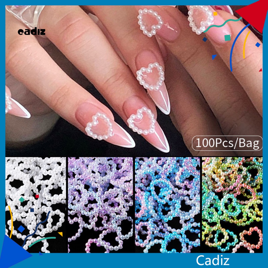 Phụ Kiện Trang Trí Móng Tay Hình Trái Tim Đính Ngọc Trai Giả Chống Thấm Nước