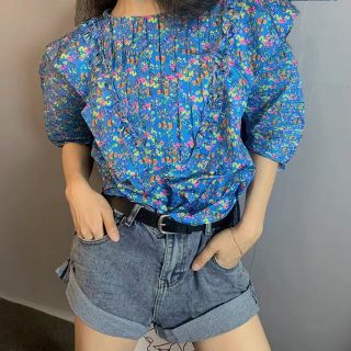 🎀Áo big size xanh hoa nhí phồng tay mới 2020 🎀Ms40