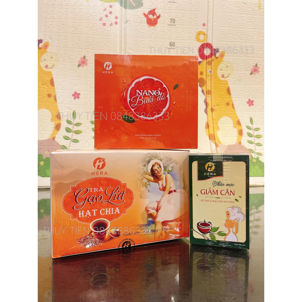 Combo Trà giảm cân Hera, Trà gạo lứt Hera, Nano bưởi đỏ Hera, hàng chính hãng, giá tận gốc