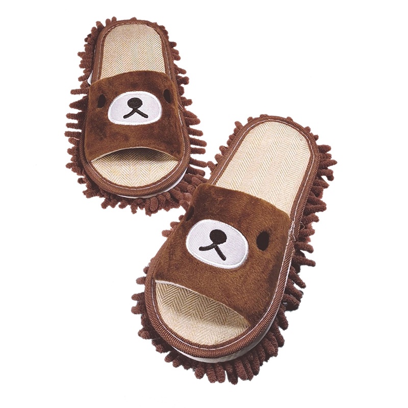 Dép Bông Lau Nhà Sợi Micro Hình Gấu Hoạt Hình Có Thể Tháo Rời