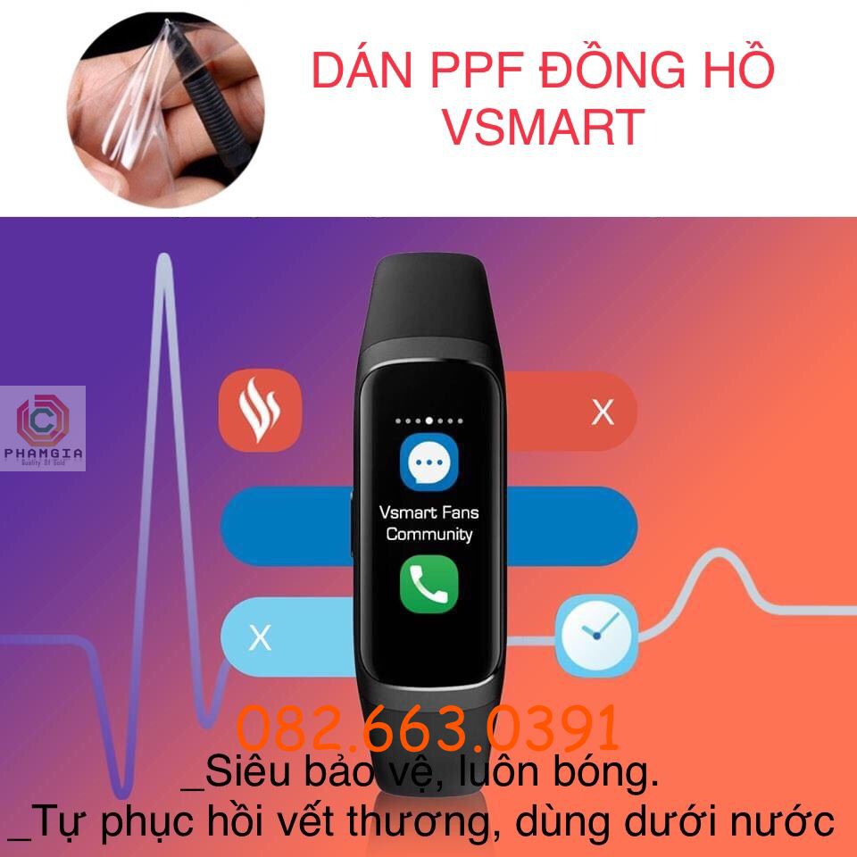 [Mua 1 tặng 1] Dán màn hình PPF đồng hồ Vsmart vband bóng, dùng được dưới nước