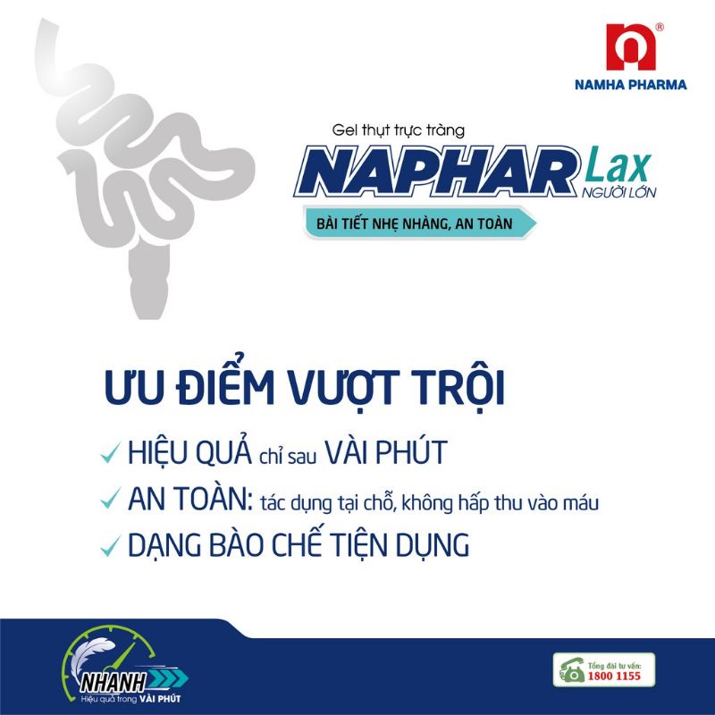 NAPHAR Lax - Gel thụt táo bón người lớn Napharlax (8g) - giá 1 tube