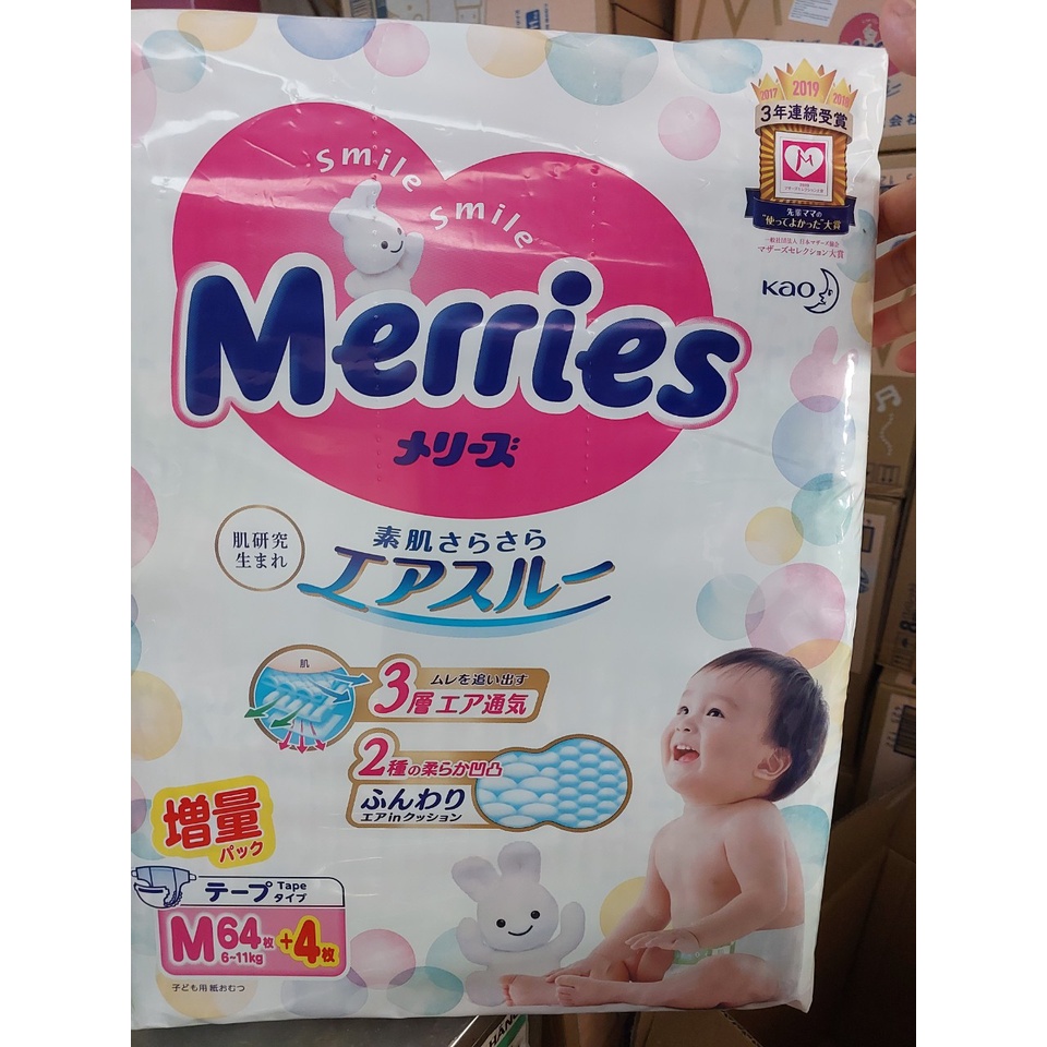Tã Bỉm Merries Chính Hãng - Tã Dán/Quần Merries Nội Địa Nhật các loại NB82/S76/M68/L50/M64/XL44