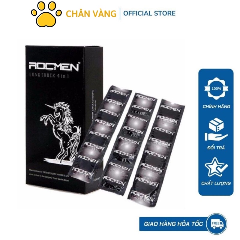 Bao Cao Su Gân Gai Kéo Dài Thời Gian ROCMEN Long Shock Hộp 12 Bao