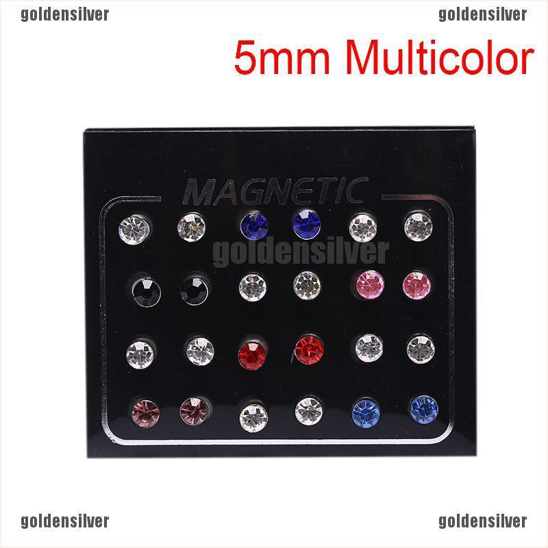 Set 24 Khuyên Tai Nam Châm Đính Đá Thời Trang