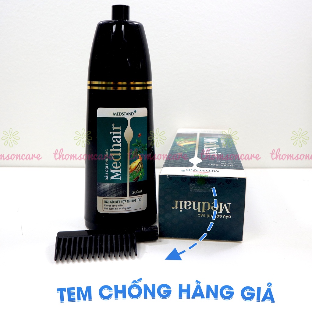 Dầu gội phủ bạc MedHair từ Hà Thủ Ô, Hương Nhu cùng Nhân Sâm giúp tóc đen, mềm mượt óng ả sau 1 lần gội - Chai 200ml