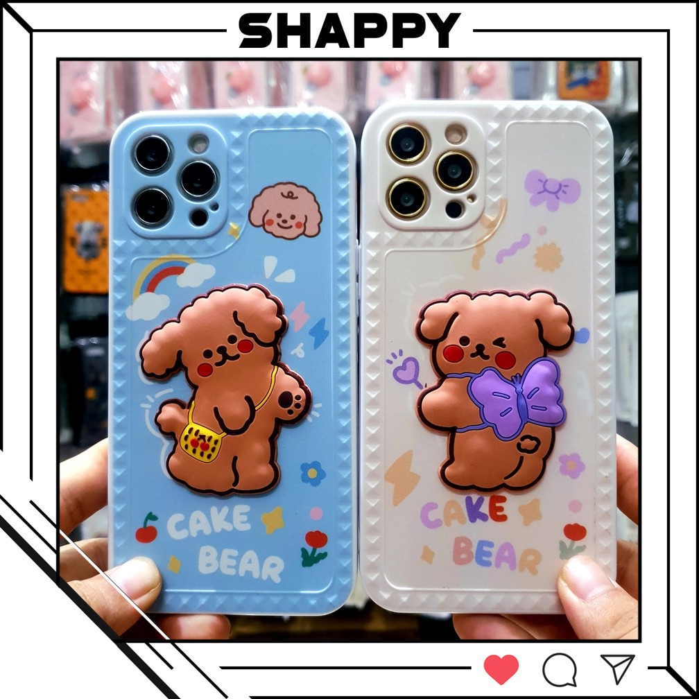 Ốp Lưng IPhone Gấu Cake Bear Dẻo Viền Vuông Các Dòng 7Plus/8Plus/X/XS/XsMax/11/11ProMax/12ProMax [Shappy Shop]