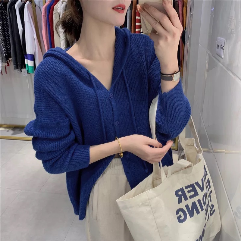 SUXI Mới Áo Khoác Cardigan Dệt Kim Màu Trơn Dáng Rộng Phong Cách Hàn Quốc Thời Trang Mùa Thu Cho Nữ