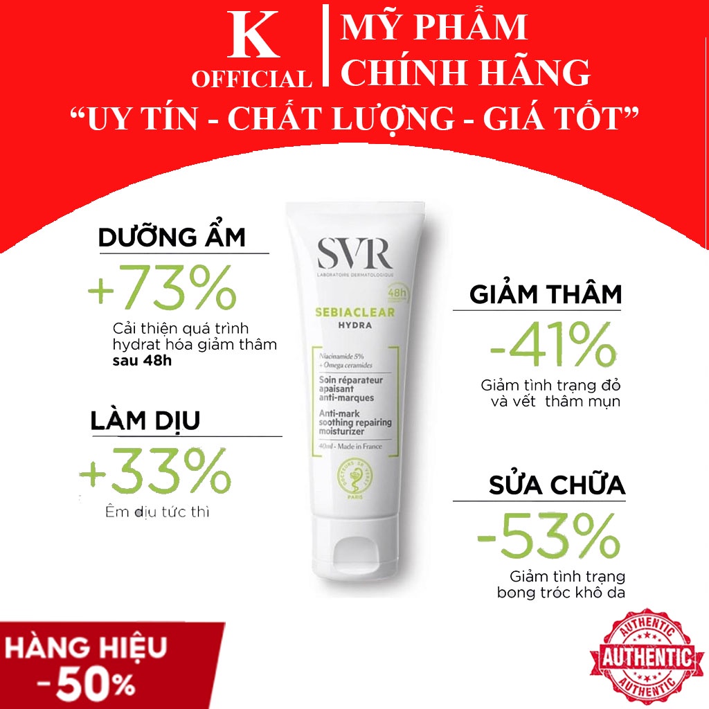 Kem Dưỡng SVR Sebiaclear Hydra Giảm Thâm Mụn Cho Da Dầu 40ml