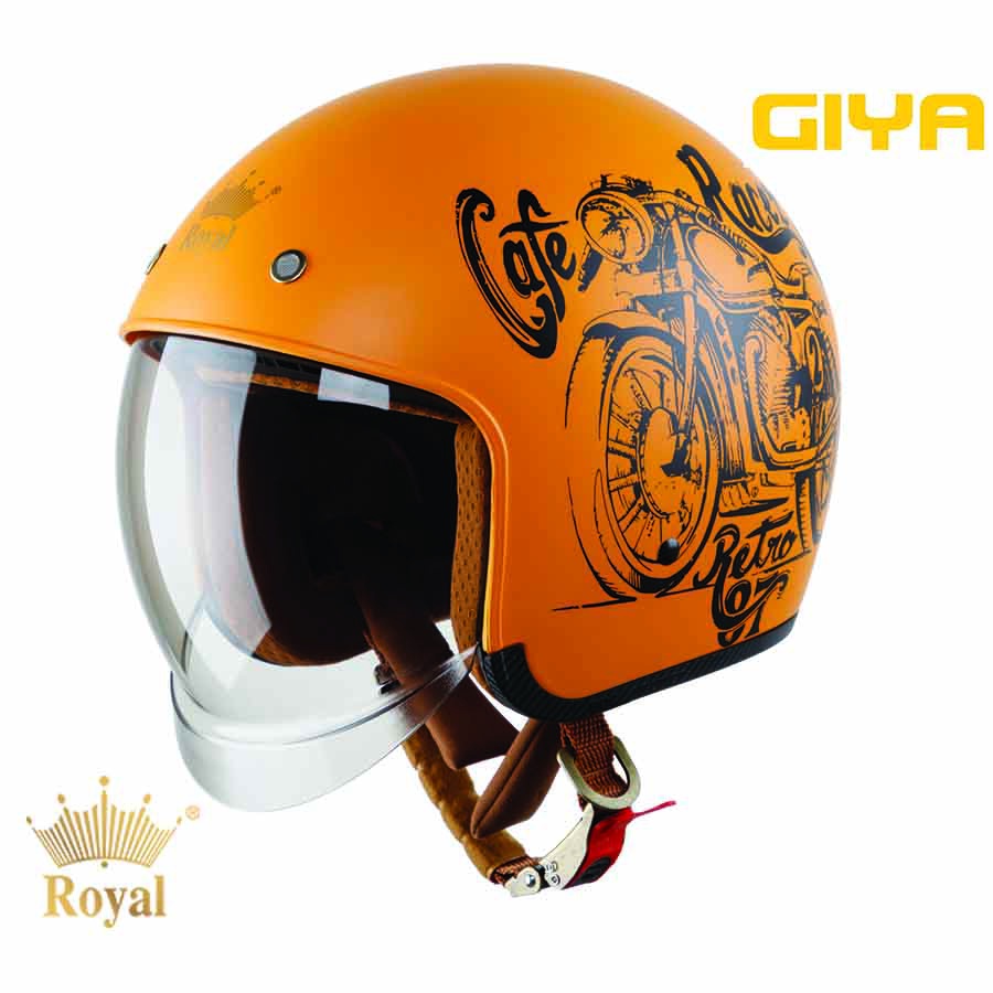 Mũ bảo hiểm 3/4 Royal M139 kính âm V7 cafe racer vàng size M L XL