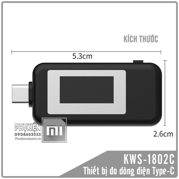 Thiết bị USB test sạc đo nguồn điện KWS-1802C , cõng Type-C đo 4V- 30V / 5.1A Quick Charge 3.0