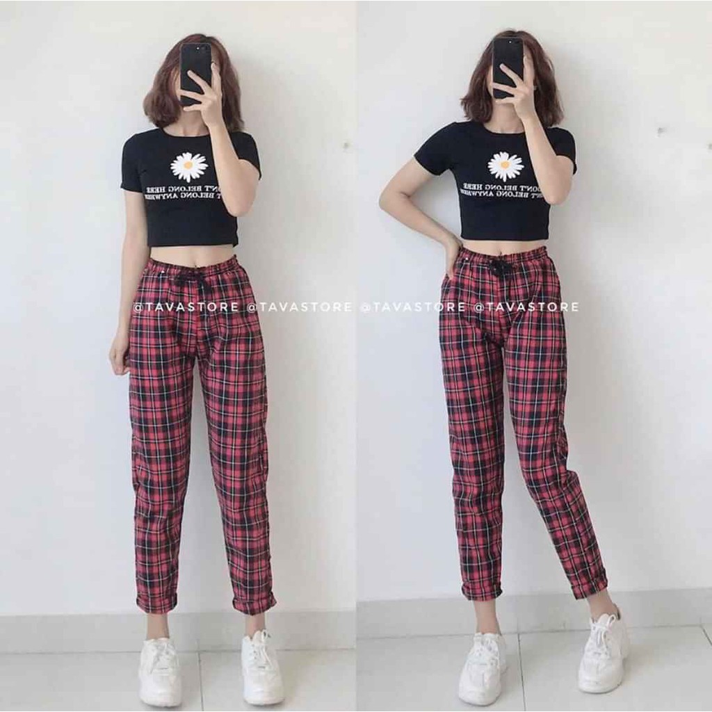 QUẦN SỌC KẺ CARO DÁNG BAGGY CHUẨN - QUẦN KẺ ĐỎ UNISEX