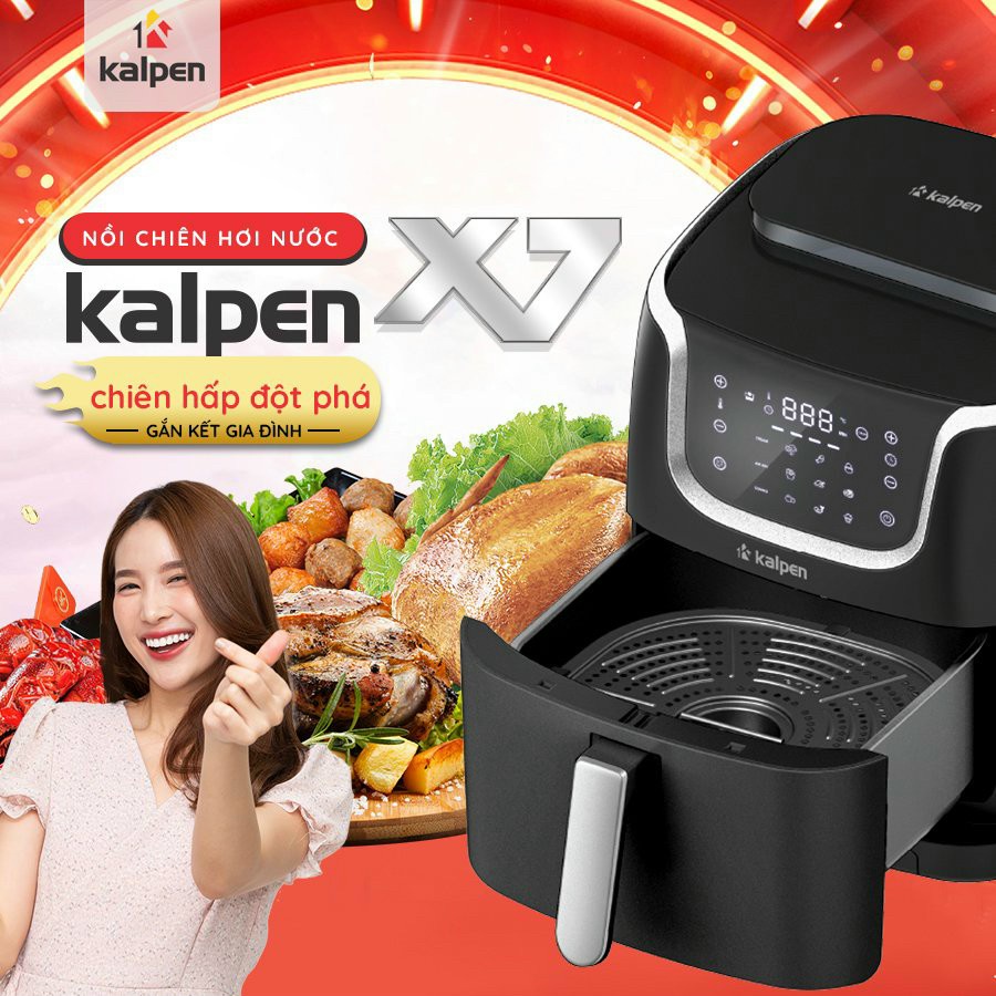 Nồi Chiên Không Dầu Hơi Nước 7 Lít  Kalpen X7  vừa Nướng và Hấp Kết Hợp Bảo Hành 24 Tháng Đổi Mới 7 Ngày