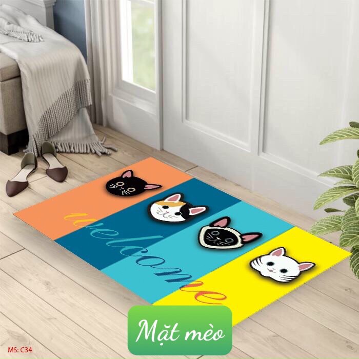 Thảm lau chân 40x60cm chống trượt thấm nước,có chọn mẫu-mẫu mặt mèo