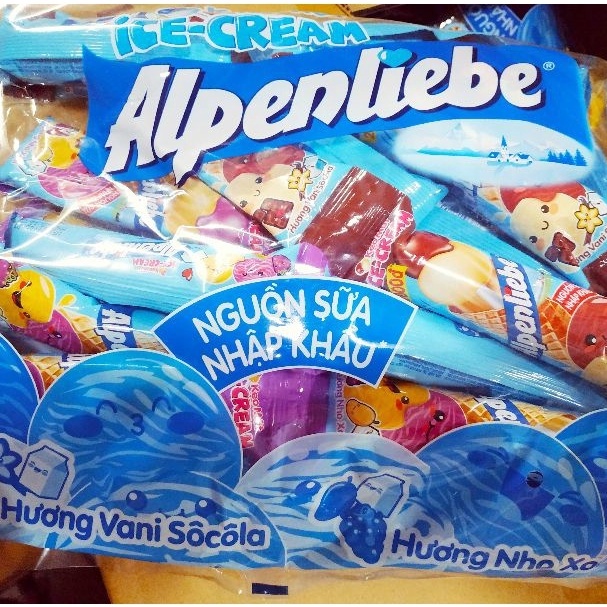 Kẹo mút Alpenliebe Ice Cream 2 vị mới gói 32 que