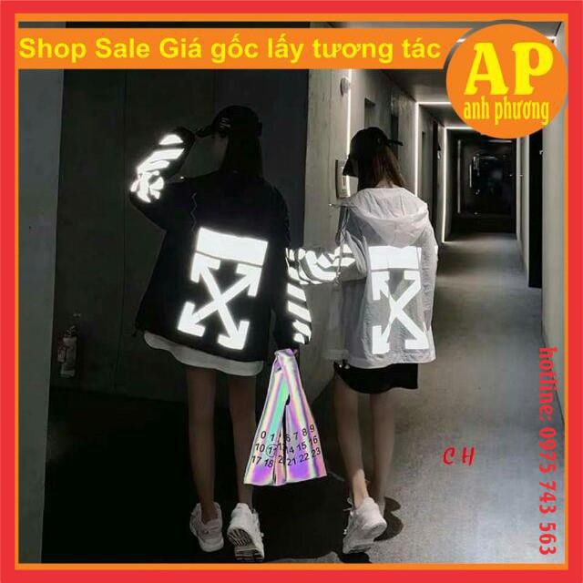 Áo khoác phản quang white off chất gió hàng 1 lớp có hình in phản quang | BigBuy360 - bigbuy360.vn