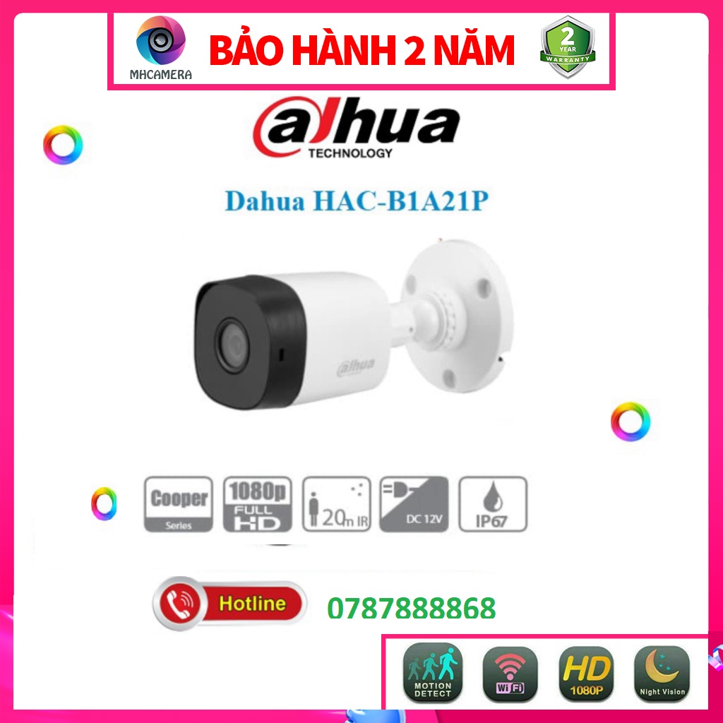 Camera Ngoài Trời 2MP Dahua HAC- B1A21P B2A21P 1080P HDCVI Cooper