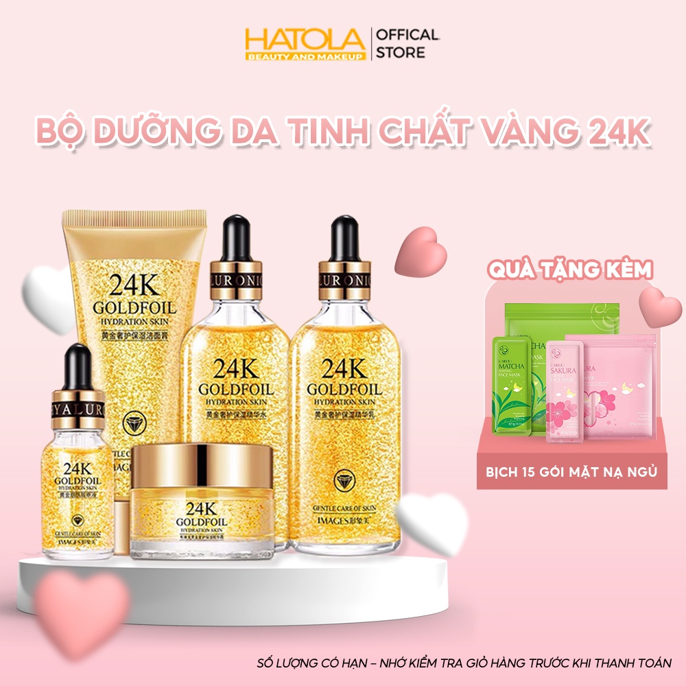 Bộ dưỡng da cao cấp tinh chất vàng 24K phục hồi trẻ hóa làn da giúp da trắng hồng sáng mịn chắc khỏe Hatola