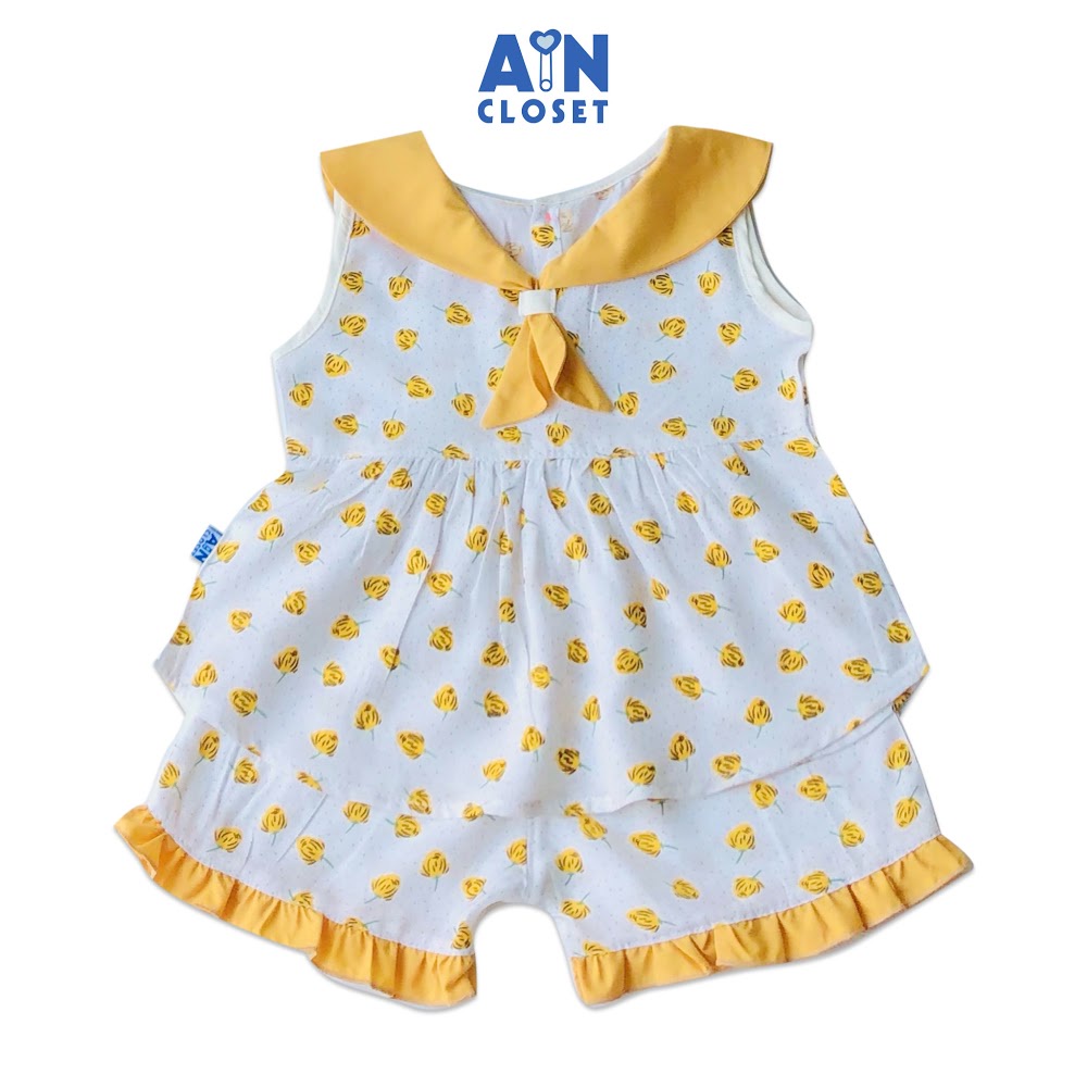 Bộ quần áo ngắn bé gái hoạ tiết Lá vàng nơ - AICDBG7FSRJH - AIN Closet
