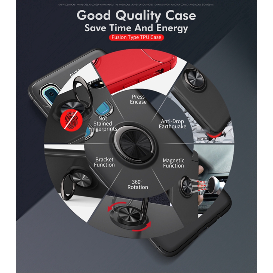 Ốp điện thoại tpu và silicone mềm có nhẫn cầm tay cho Samsung Galaxy A9 2018 A7 2018