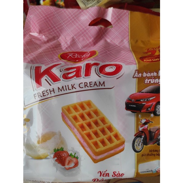Bánh Karo kem sữa tươi vị yến sào dâu tây gói 180g (30g/1 gói x 6 gói)