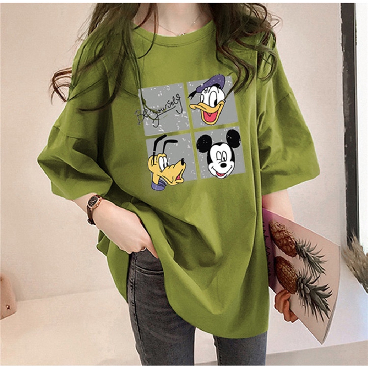 NRVP Áo thun ngắn tay dáng rộng in hình vui nhộn thời trang mùa hè cho nữ