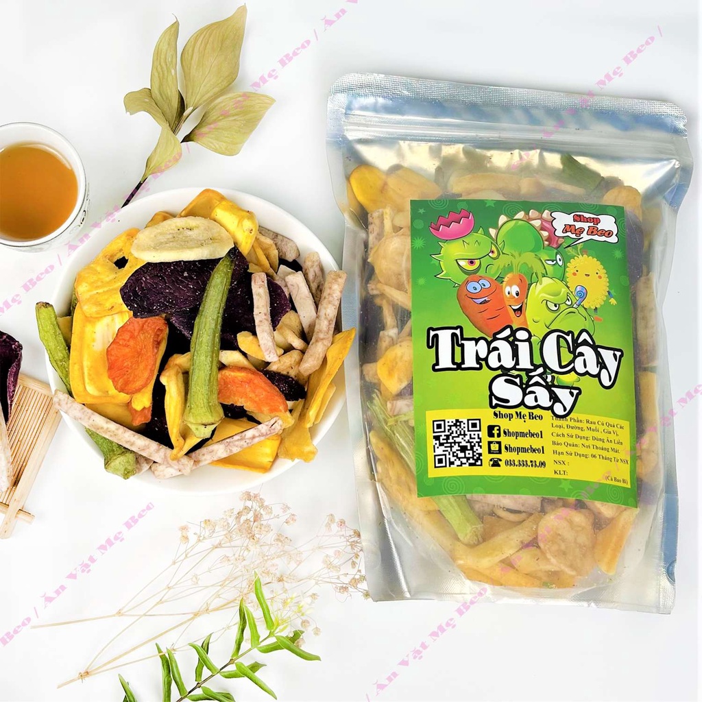 Trái cây sấy khô thập cẩm Nguyên Miếng 500Gr Mẹ Beo