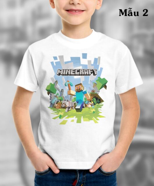 (Nhiều mẫu) Áo Thun Trẻ Em In Hình Games Minecraft Vải Thái S079
