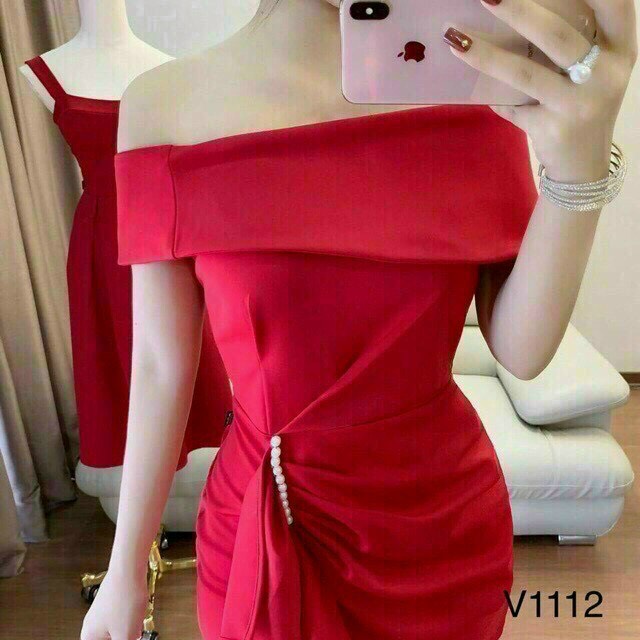 Đầm bẹt vai đính cườm siêu đẹp hot nhất năm đi chơi, dự tiệc, dạo phố đều hợp fashiuonzero-65005