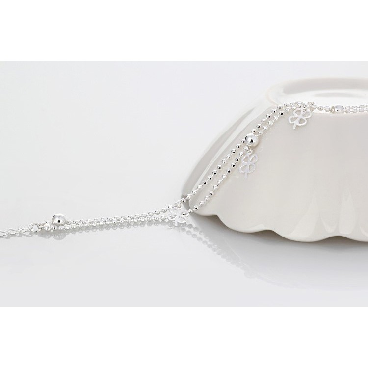 Lắc chân cỏ 4 lá may mắn xi bạc trắng sáng dễ thương phụ kiện trang sức style hàn quốc - namimi | BigBuy360 - bigbuy360.vn