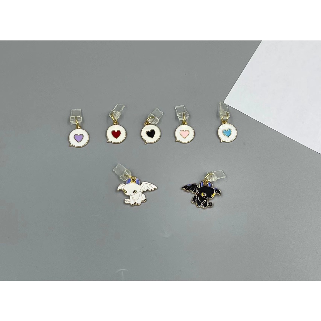 Nút Bịt Cổng Sạc / Tai Nghe 3.55MM Chống Bụi Hình Trái Tim Hoạt Hình Cho iphone / type-c / Mico usb /