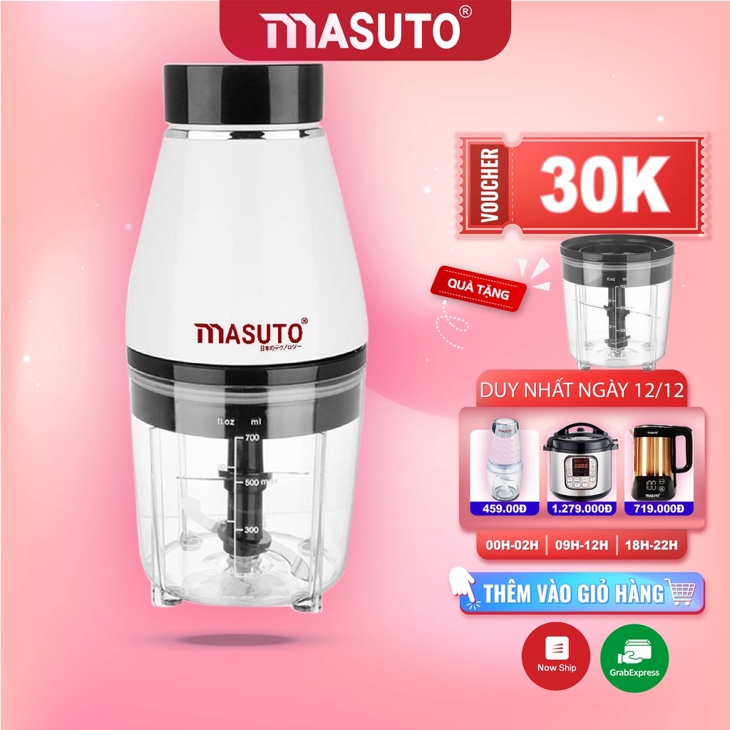 [VOUCHER 30K] Máy xay sinh tố đa năng Masuto xay thịt tôm cua cá ăn dặm siêu nhuyễn mịn chỉ 10s cối nhựa 0,7L