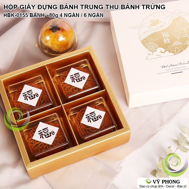 HỘP GIẤY ĐỰNG BÁNH KẸO BÁNH TRUNG THU BÁNH TRỨNG CHIA NGĂN IN NHŨ VÀNG ĐỰNG QUÀ TẶNG DỊP LỄ TẾT HBK-0155