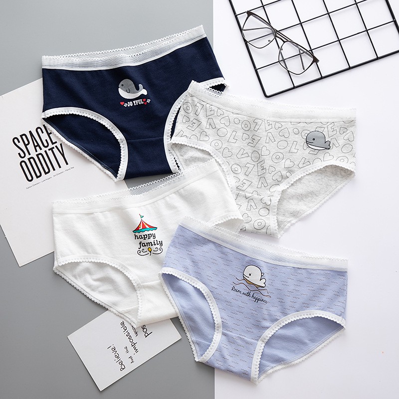 Quần lót nữ cotton cao cấp co giãn kháng khuẩn in hình đáng yêu dễ thương QL37 | BigBuy360 - bigbuy360.vn