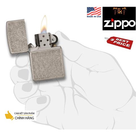 Bật lửa Zippo Antique mạ bạc-Antique silver plated