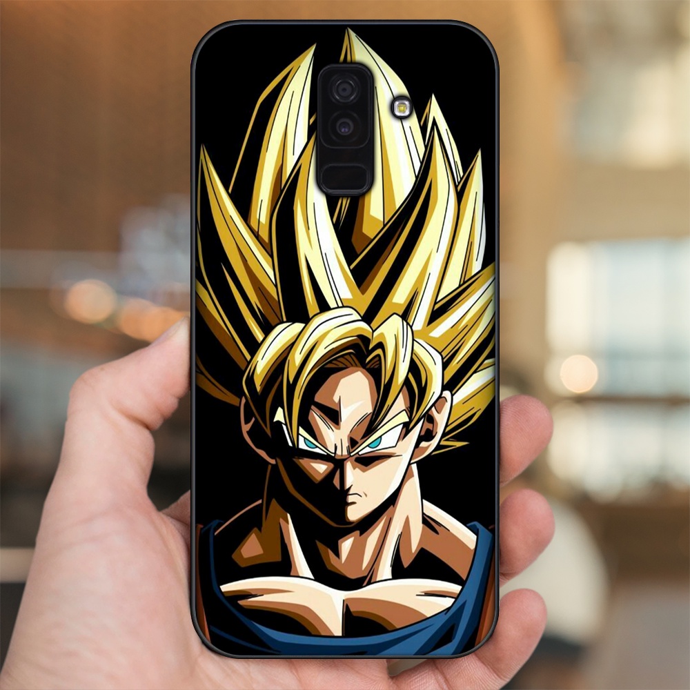 Ốp lưng Samsung A6 Plus viền đen in hình Goku Dragon Ball