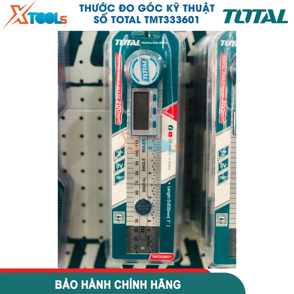 Thước đo kỹ thuật số TOTAL TMT333601, phạm vi đo 0-360°,0-200mm,0~400mm, chuyển đổi hệ thống mét/inch-CHÍNH HÃNG-XTOOLS